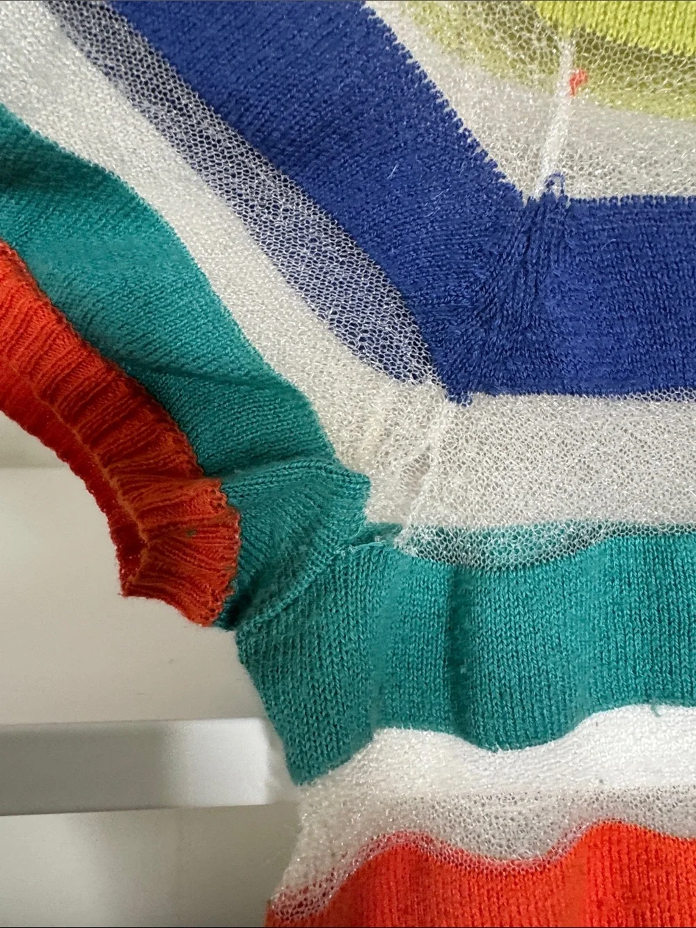 Moth Colorful Striped Short Sleeve Knit Top - S Multicolor - Picture 4 of 5